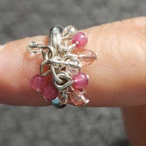 💥4 For $20💥Silvertone and Pink Beaded Toe Ring